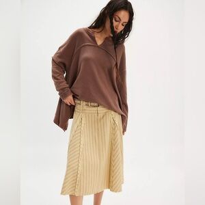NWOT Free People Cascade Sweatshirt Spiced Chocolate Oversized Bohemian Medium